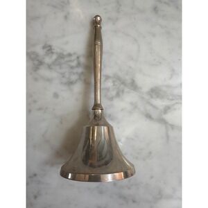 Vintage Nasco Silver Plated Brass Hand Bell Made in India 7.25 Inch Dinner Bell